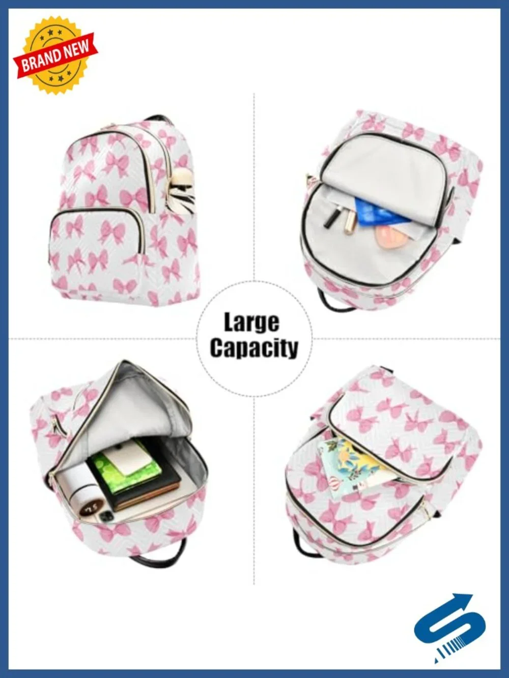 ALAZA Travel Backpack Purse for Women Anti-theft Work Casual Bow White Daypack